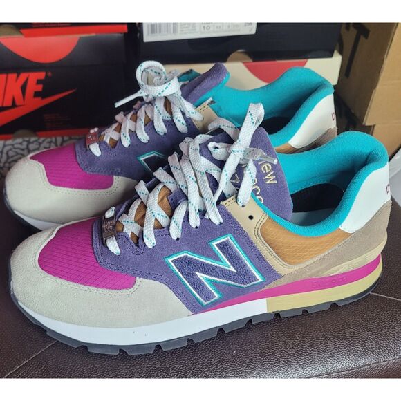 New Balance Other - New Balance 574 Rugged ML574DWO Blue Brown Multi Men's Size 10 Sneakers NWB